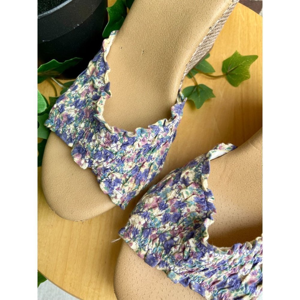 𝅺ELLE Floral Woven Backless Wedge Sandals - Picture 6 of 7